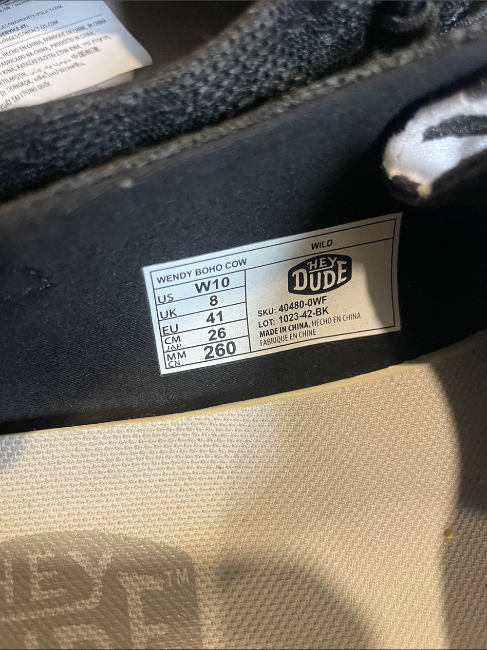 Hey Dude Women’s Slip-On Loafers in Black & White Cow Print - Picture 3 of 3